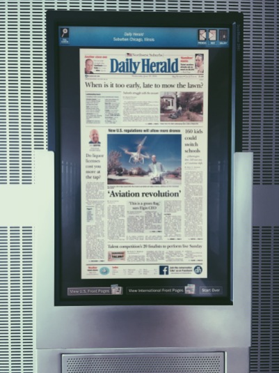 The Daily Herald on the monitor at the Newseum in Washington, D.C.